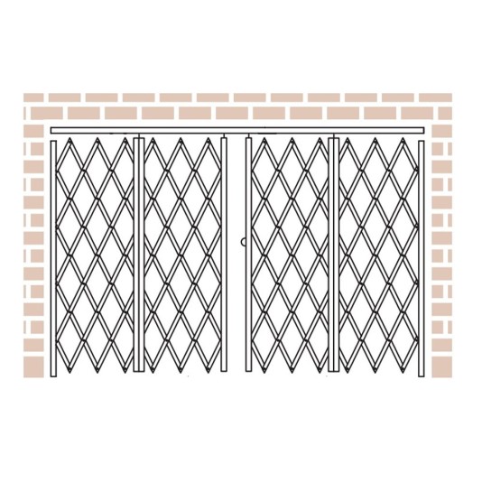 IEP Maximum-Duty Fixed Top Track Scissor Storefront Pair Folding Security Gate