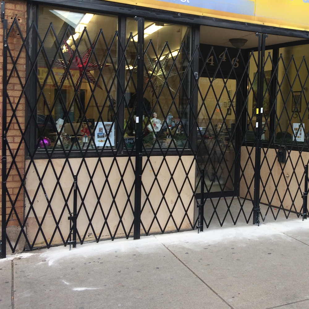 A gate infront of a store